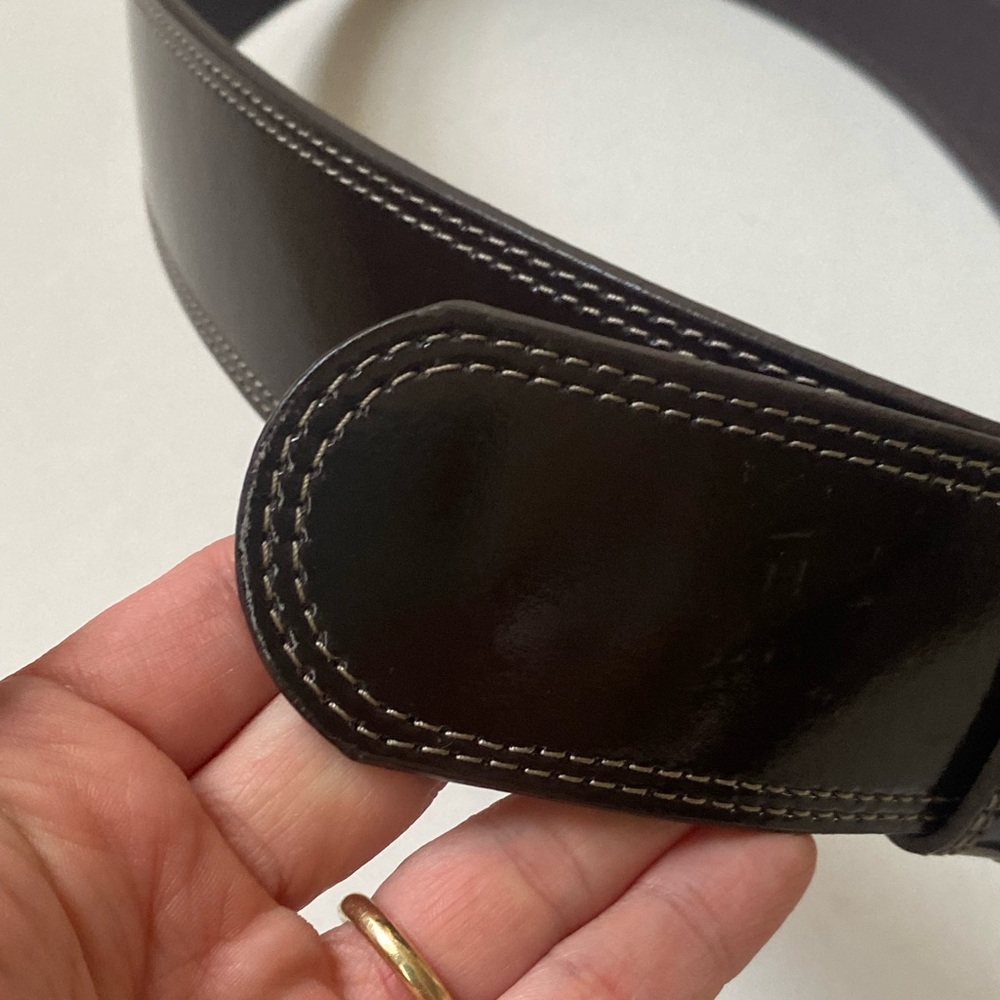 Banana Republic Genuine Patent Leather Brown Wide Belt Size M - Picture 3 of 13